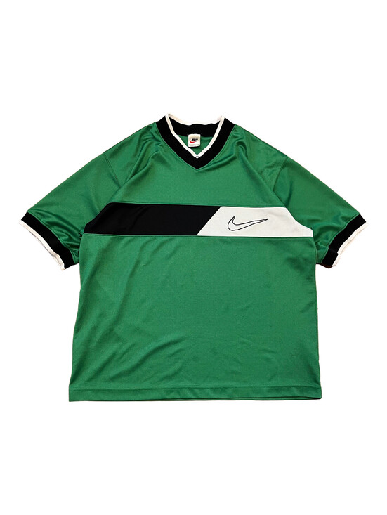 Nike Other - Vtg 90s Nike Soccer Jersey Size XL Green Black Stripe Big Swoosh 90s Made In USA